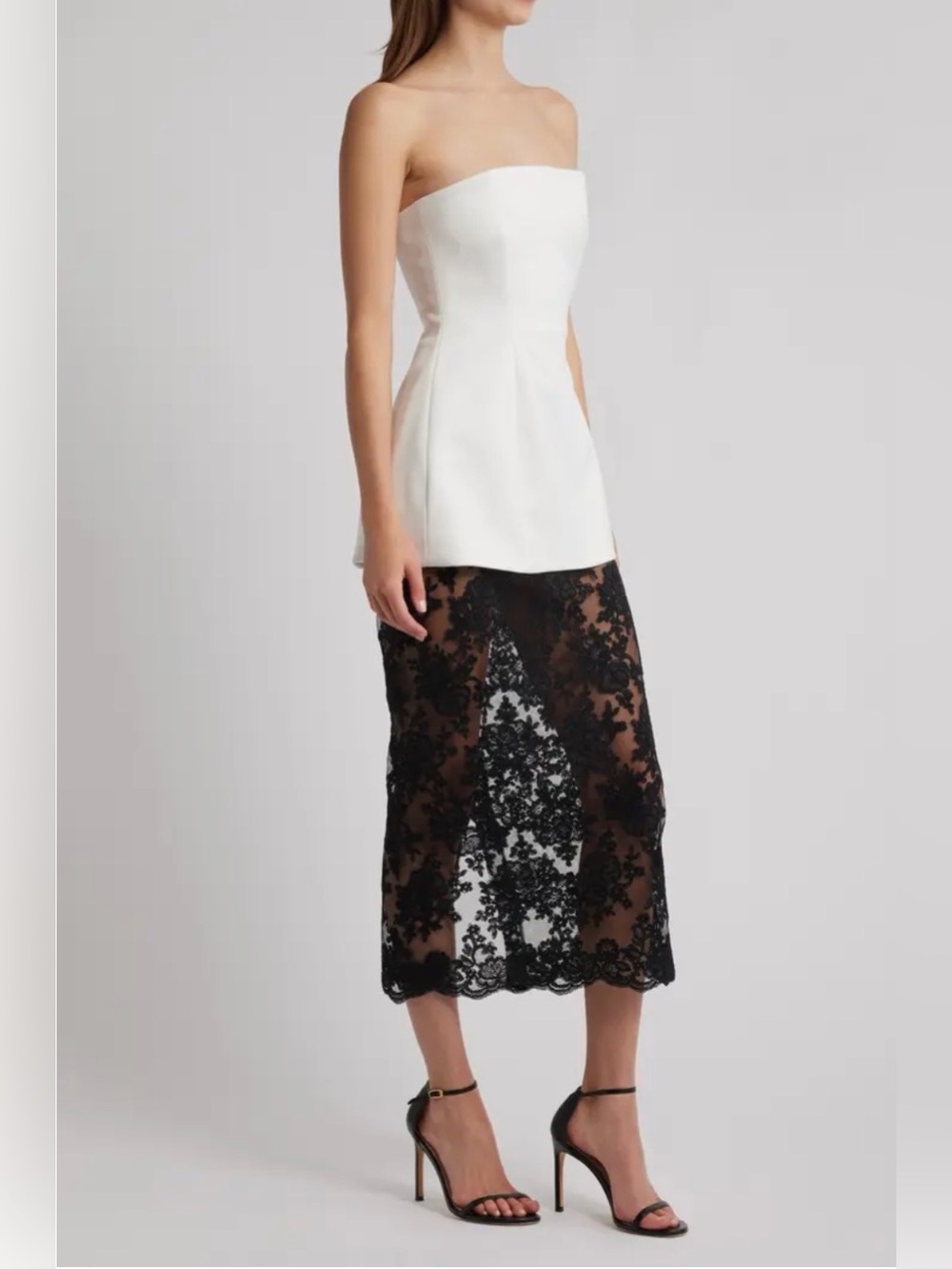 Delfi Collective Amaya Strapless Mixed Media Cocktail Dress - Picture 2 of 8